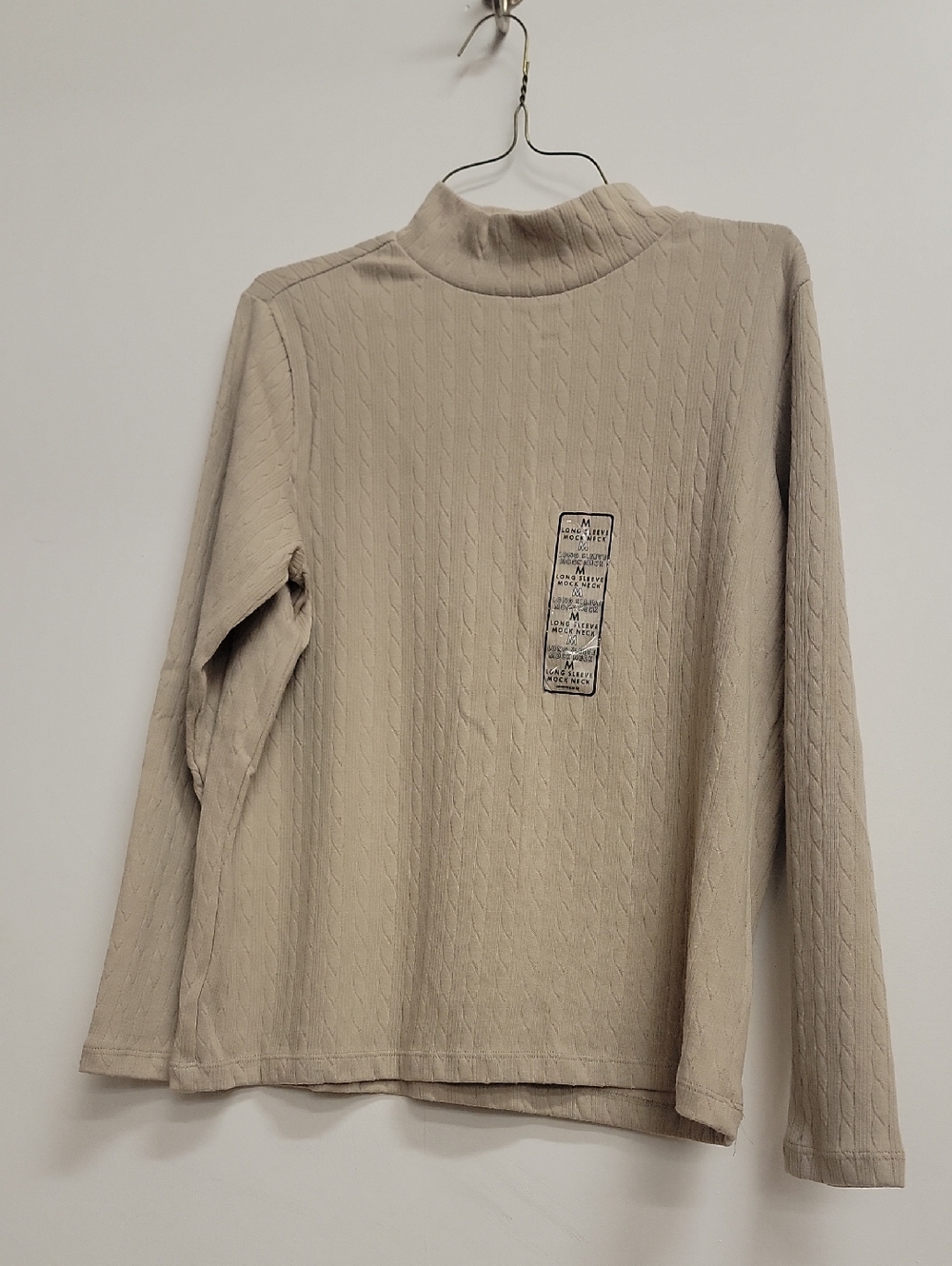 Y2K Basic Editions Dark Cream Cable Rib Mock-Neck Top Medium